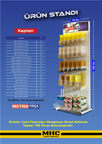 KAPTAN KESTİRME FIRÇA STANDI 732 PARÇA
